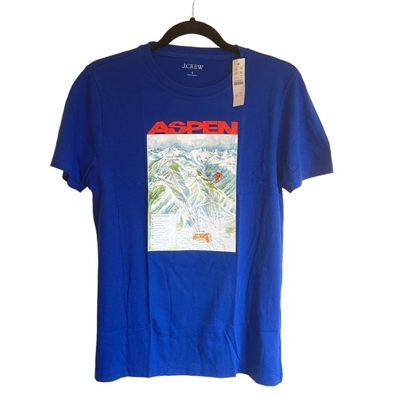 J. Crew Aspen Map Graphic Tee Style BL6041 Royal Blue NWT - Picture 1 of 11
